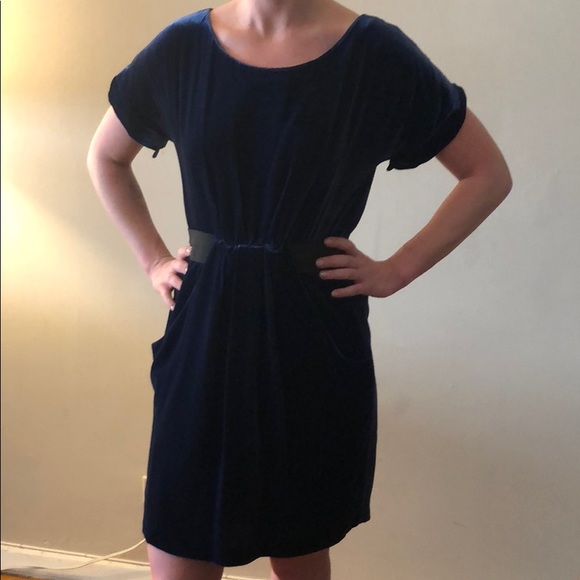 Velvet Dark Navy Dress - Picture 2 of 8